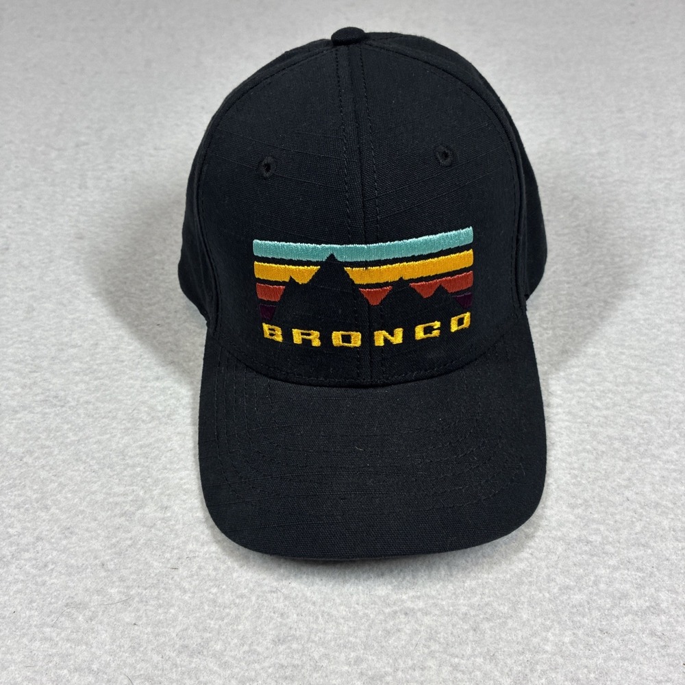 Ford Bronco Mountain Skyline Hat Black Ripstop StrapBack Adjustable Adult